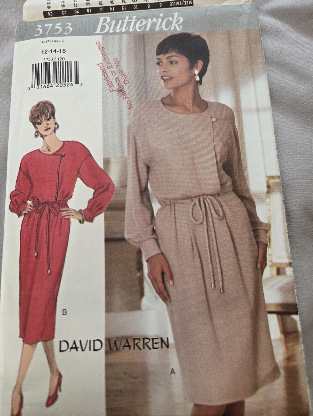 Butterick 3753 David Warren Sewing Pattern